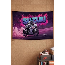 Suzuki Gsx-r Beyaz Yarış Motoru Graffiti Dekoratif Duvar Örtüsü Duvar Halısı