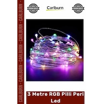 Periled Renkli Dekoratif Bakır Tel Işıklandırma Yılbaşı Süsleme 3 Metre Rgb Pilli Peri Led
