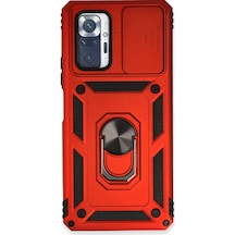 Mepa Xiaomi Redmi Note 10 Pro Kılıf Pars Lens Yüzüklü Silikon - Kırmızı Najmaddin standart