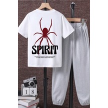 Uyguntarz Çocuk Spirit Baskılı Alt - Üst Eşofman Takımı Beyaz