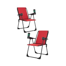 Armarks 2 Adet Kırmızı Kamp Sandalyesi, Katlanır Kamp Sandalyesi, Bardaklıklı Kamp Sandalyesi, Plaj Piknik Sandalyes