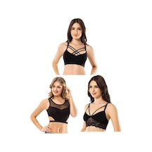 Kota 6 Adet Dantelli Çapraz İpli Tül Model Büstiyer