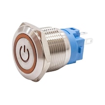 19A-P1-Ec 19Mm Düz Yaylı Işıklı Power Metal Buton - Sarı