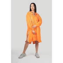 Pua Fashion Orange Kalpli Kapşonlu Trench 001