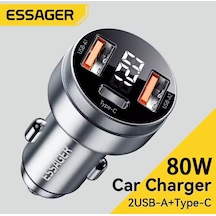 Essager 80w Araç Şarjı Type-c+usb Üç Giriş Hızlı Pd Ce Lisanslı
