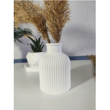 Çizgili Vazo Pampas Vazosu Yapay Çiçek Vazosu