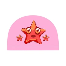 Çocuk Su Geçirmez Pu Kaplamalı Nefes Alabilir Güneş Koruyucu Yüzme Şapkası Pembe Denizyıldızı Pembe