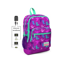 Coral High Kids Dört Gözlü Kız Çocuk İlkokul Çantası Peri Baskılı - USB+AUX Soketli