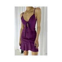 Alfa Aksesuar 03 Kadın V Şık Elbise Yaka Açık Mor