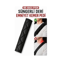 Her Araca Uygun Suni Deri - Süngerli Emniyet Kemer Pedi Siyah-siyah