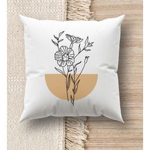 Bk Gift Modern Art Tasarımlı Beyaz Kırlent Yastık, Ev Hediyesi, Ev Dekorasyonu, Dekoratif Hediye-18