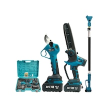 Prohummer Ph295 Profesyonel 3lü Bahçe Seti Akülü Uzatma Kollu Dijital Göstergeli 50mm Dal Budama Makası Ve 20cm Dal Budama Testeresi 88vmax