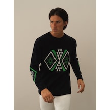 Xint Lacivert Lüks Pamuk Dokulu Regular Fit Kazak 801744