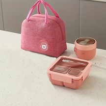 Elmpaly 1100m Sakura Pink Set 3 Parça El Tipi Büyük Kapasiteli Okul Ofis Piknik Yemek Çantası 1100m-sakura Pembe Set Adet