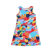 Lovetti Kız Çocuk Sunny Garden Desen Kolsuz Elbise 5757-115 Çok Renkli
