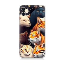 Apple Uyumlu iPhone 11 Renki Kedi Türleri Desenli Silikon Kılıf
