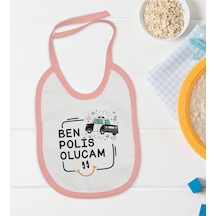 BK Kids Polis Olucam Tasarımlı Pembe Bebek Mama Önlüğü-1 Pembe