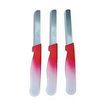 Solingen Sebze Bıçağı Lazerli Kırmızı Beyaz Renkli Kulp 3 Lü Set 22 Cm