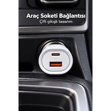Çift Portlu Beyaz Oto Şarj Adaptörü -
