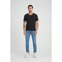 Alexander Gardi Alexandergardı Fitilli V Yaka Regular Fit T-shirt E24-74602 001