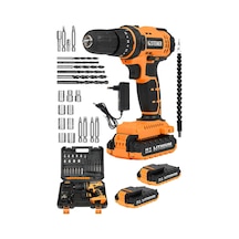 Alman 58 V 5 Ah Darbeli Lithium Çift Akülü Metal Şanzıman Bakır Sargılı Akülü Vidalama Matkap 24 Set - St0518r