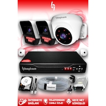 Bayicam 3 Kameralı Süper 1 İç Kamera Set 1 TB 5 MP 2K Net Gece Görüşlü Güvenlik Kamerası Sistemi