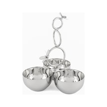 Mikasa Moor Flora Silver 3 Lü Çerezlik 19x24 Cm Gümüş