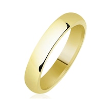 4 Mm Düz Bombeli Gold Gümüş Alyans Sl3941 Gümüş