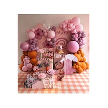 Makaron Pembe Yaban Çileği Ve Şeftali Balon Zinciri 100 Adet Mix