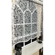 Çift Mekanizmalı Desenli Tül Stor Perde Gri Baskı Stb-108