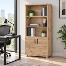 Ahşap 2 Kapaklı Büyük Dolap 80x38x190 Cm Enter Yarım Kapaklı Kahverengi
