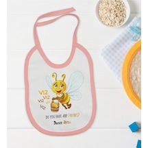 BK Kids Kişiye Özel Pembe Bebek Mama Önlüğü - Model 66 Pembe