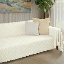 Ponela Koltuk Örtüsü Kaymaz Bohem Punch Kabartmalı 3 Boyutlu 175x300 Cm Large Kaymaz, Krem