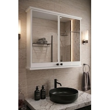Orysa Design Ad-1 Banyo Dolabı, 2 Kapaklı Beyaz Lavabo Üstü Aynalı Banyo Dolabı, Çok Amaçlı Dolap Çok Renkli