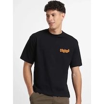 Erkek Tişört Baskılı Oversize Kısa Kol T-shirt - Siyah
