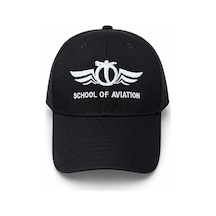 Şapka Siyah "school Of Aviation" Kırmız Mavi Beyaz