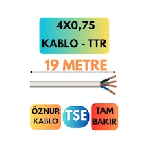 Öznur 4x0,75 Ttr Kablo Metre Seçenekli Beyaz - 19 Metre