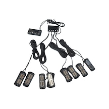 17 Fonksiyonlu Çakar Lamba 12-30v 24 Led 8 Adet Sarı Sarı Set / L