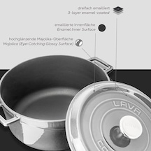 Metal Premium Serisi - Döküm Yuvarlak Tencere, 28 Cm, Majolik Gri 12v
