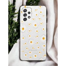 Samsung Uyumlu A23 Full Papatya Tasarımlı Şeffaf Telefon Kılıfı Çok Renkli