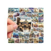 50'li Travel Postcard Stickers, Sticker Seti Laptop Notebook Tablet Sticker Seti