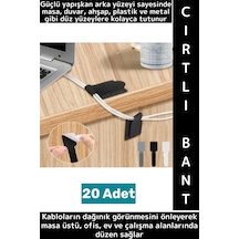 Montanjsız Masa Üstü Ev Ofis Kablo Karışıklık Düzenleyici Şık Kendinden Yapışkanlı Cırt Bant 20 Adet