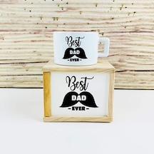 Ahşap Kutunda Best Dad Kupa Bardak Beyaz - Çok Renkli