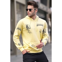 Sarı Baskılı Kapüşonlu Sweatshirt 5895 Sarı