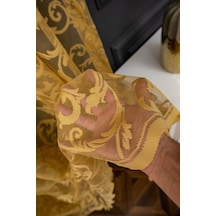 Taç Şal Desen Tül Perde - Hardal