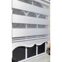 Beyaz Pliseli Zebra Stor Perde Alüminyum Kasalı Alm-480