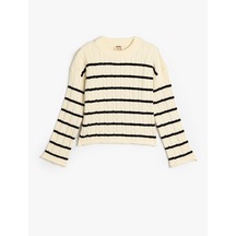 Koton Kazak Uzun Kollu Bisiklet Yaka Viskoz Karışımlı Ekru Çizgili 5wkg90108at Ekru Çizgili Koton Kazak Uzun Kollu Bisiklet Yaka Viskoz Karışımlı Ekru Çizgili 5wkg90108at Ekru Çizgili