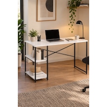 Sulorahome Beyaz Raflı Çalışma Masası 120 Cm