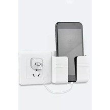Duvara Monte Edilen Telefon Ve Kumanda Standı Plastik Organizer Beyaz Renk Plastik Beyaz Diğer