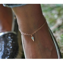 Üçgen Mine Kalın Zincir Halhal Çok Renkli